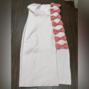 BHLDN Blush Strapless Dress with Pink Bow Details